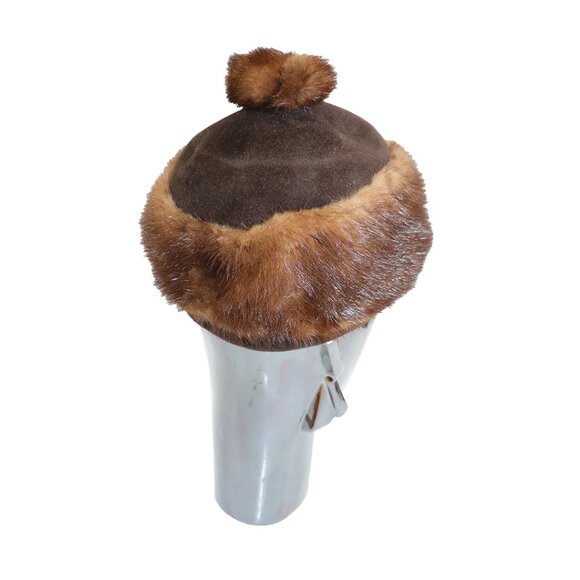 Vintage Fur Beret PomPom Winter Hat - Picture 3 of 5